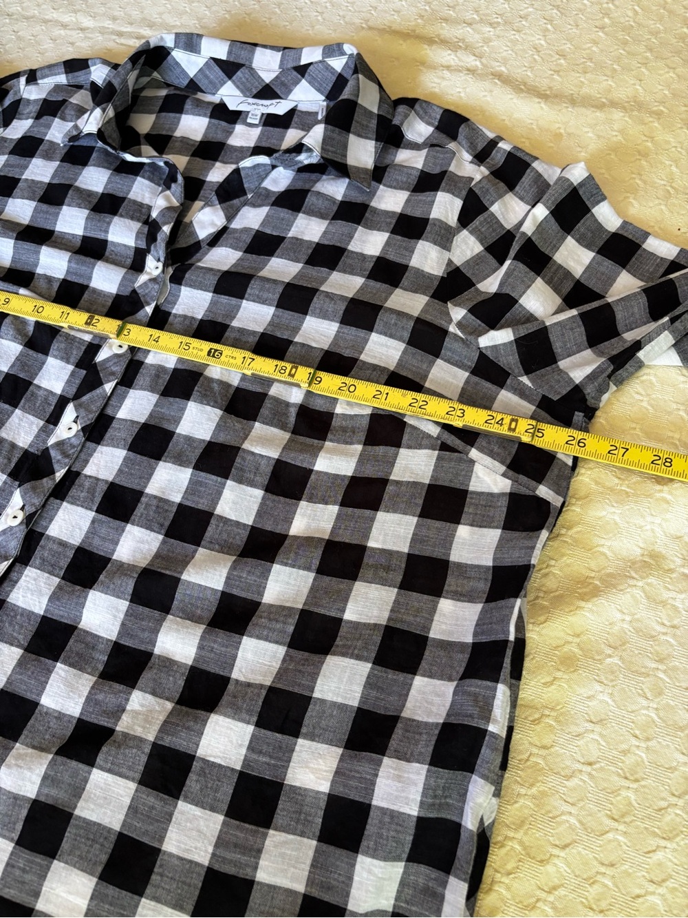Foxcroft Black and White Check Button-Front Blouse - Picture 8 of 11